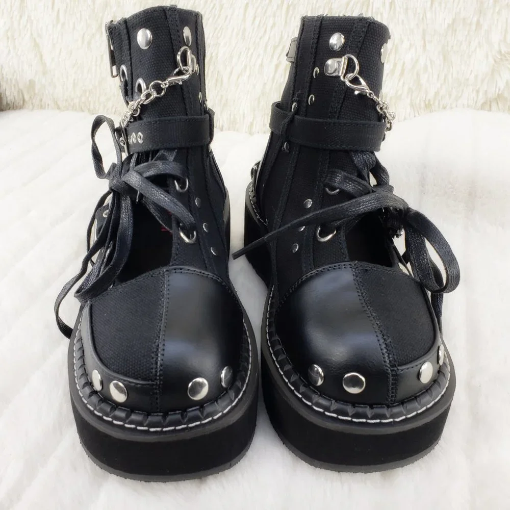Emily Cut Out Platform Sandal Boots Goth Punk Ankle Boots - Picture 12 of 15
